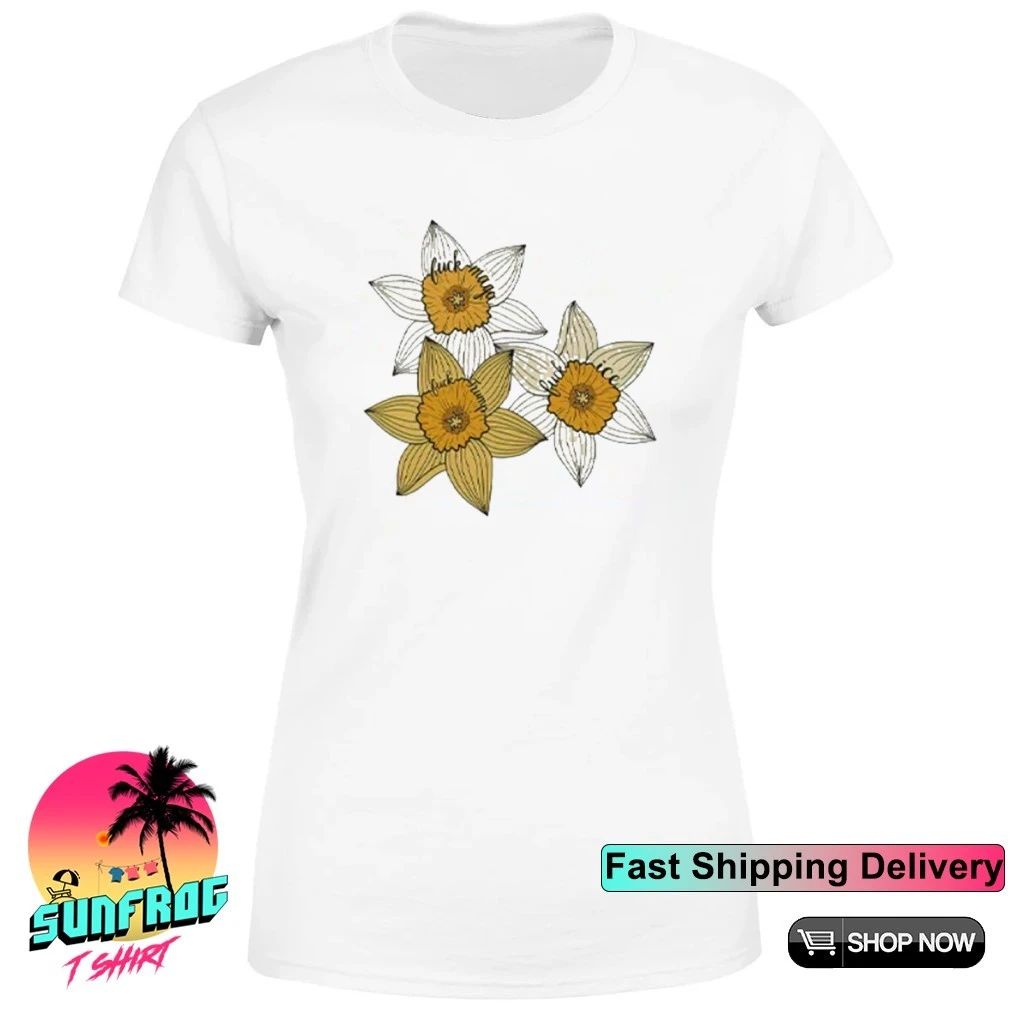 Fuck MAGA Fuck Trump Fuck ICE Yellow Daffodil Trio Shirt