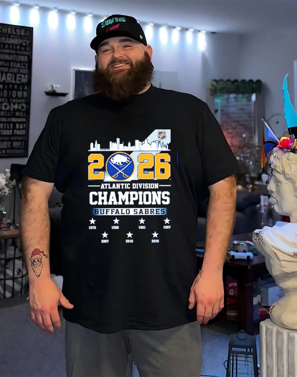 Buffalo Sabres 2026 Atlantic Division Champions 7 Time city skyline shirt