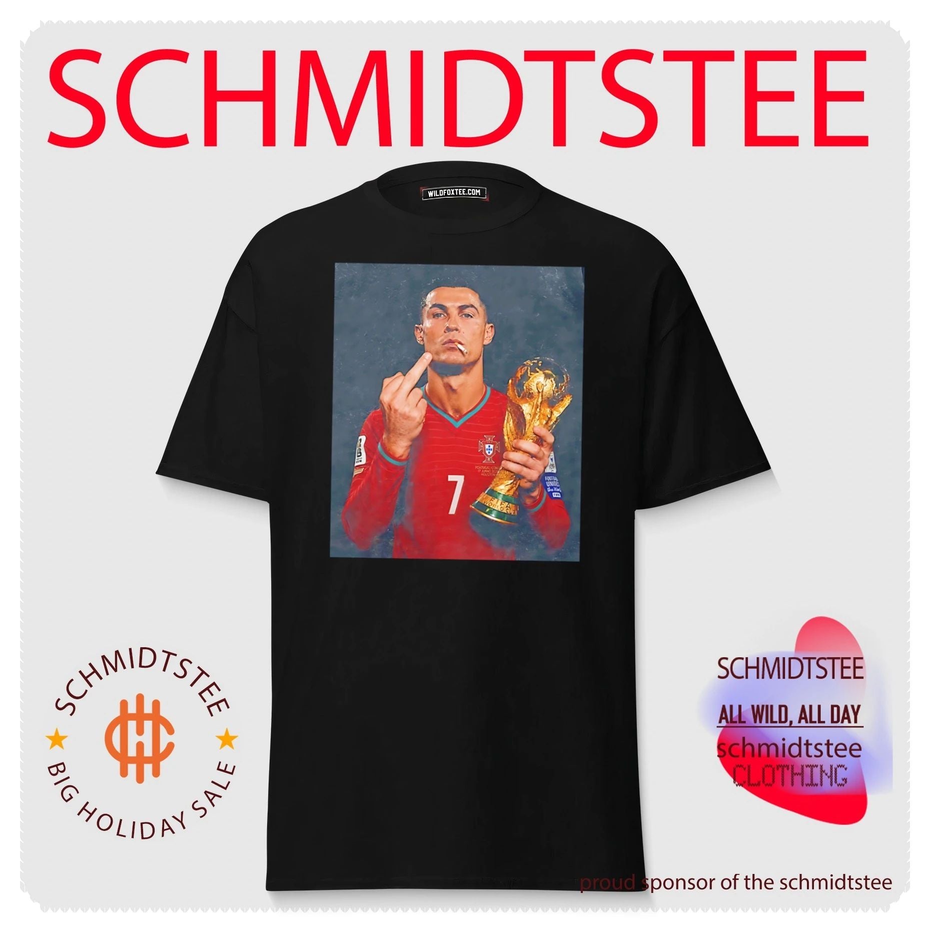 Cristinano Ronaldo Worl Cup Champions 2026 smoking middle finger shirt