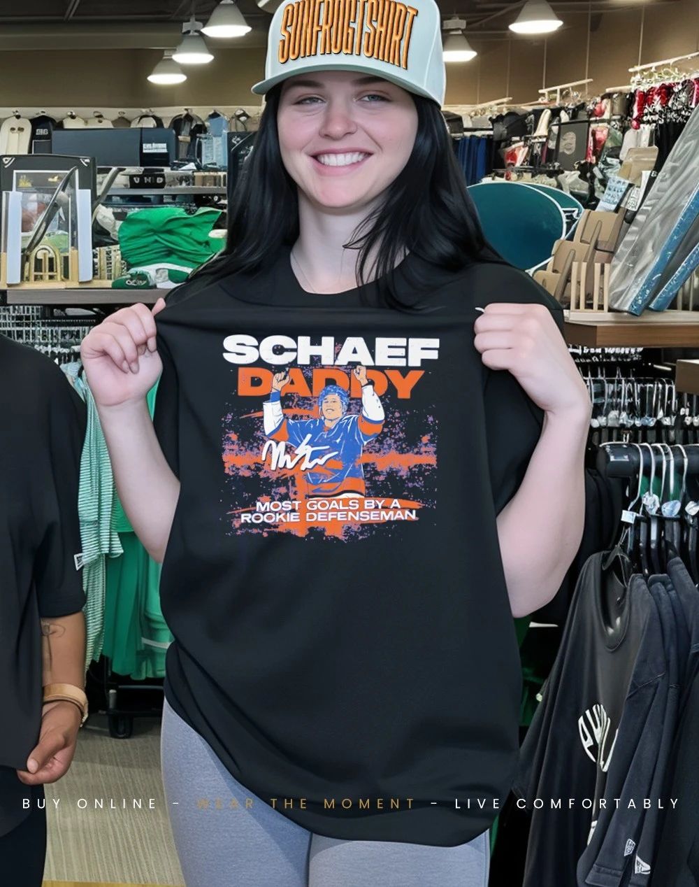 Matthew Schaefer Rookie Defenseman Goal Record signature shirt