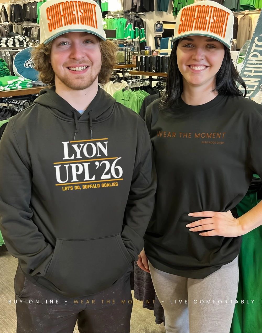 Alex Lyon & Ukko-Pekka Luukkonen Lyon UPL ’26 let’s go Buffalo Goalis hockey shirt