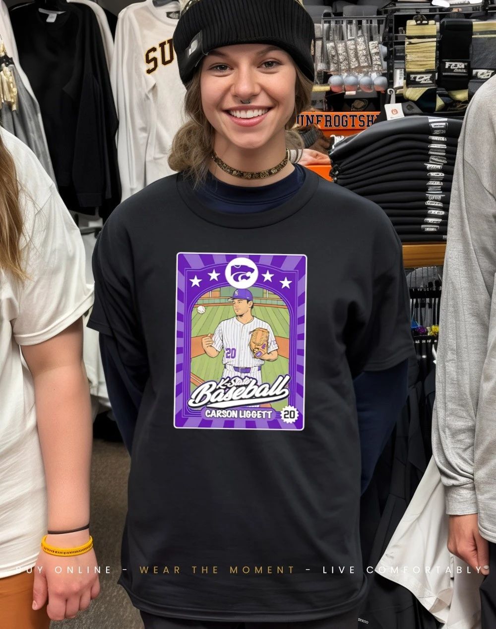 Carson Liggett 20 Kansas State Wildcats baseball card Inspired shirt