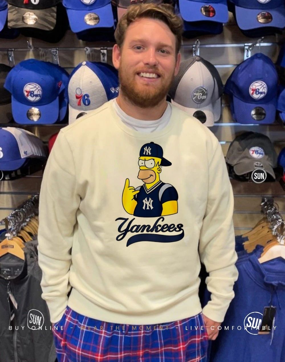 The Simpsons x New York Yankees player rock hand shirt