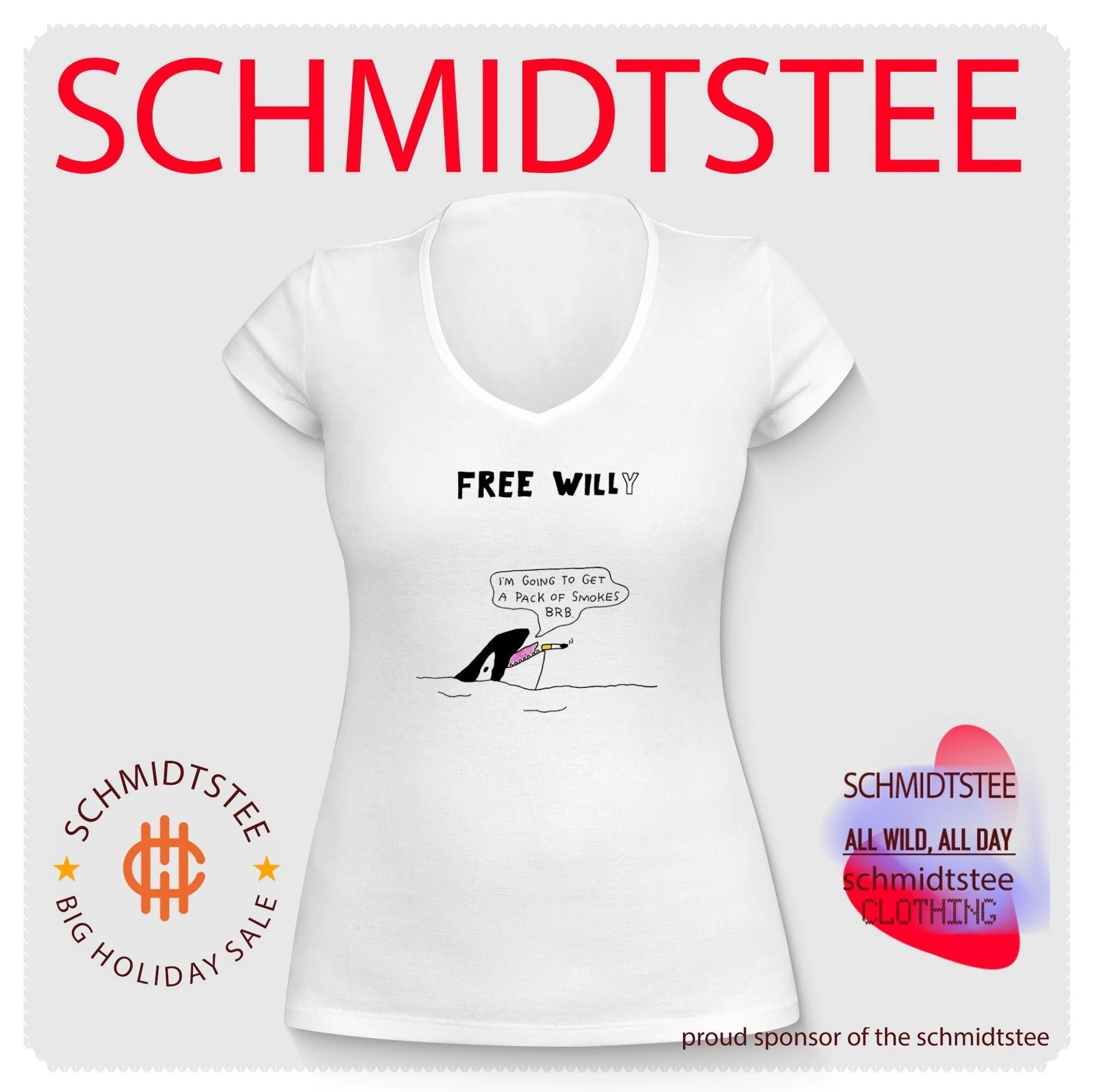 Free Will Free Willy Orca Smoking Cigarette shirt