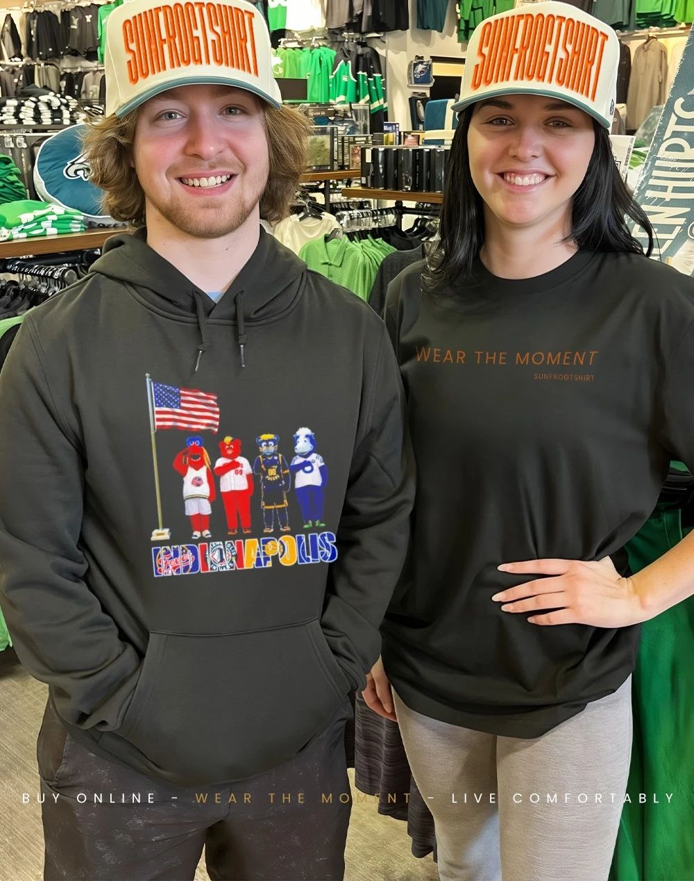 Indianapolis sports mascot salute the flag shirt