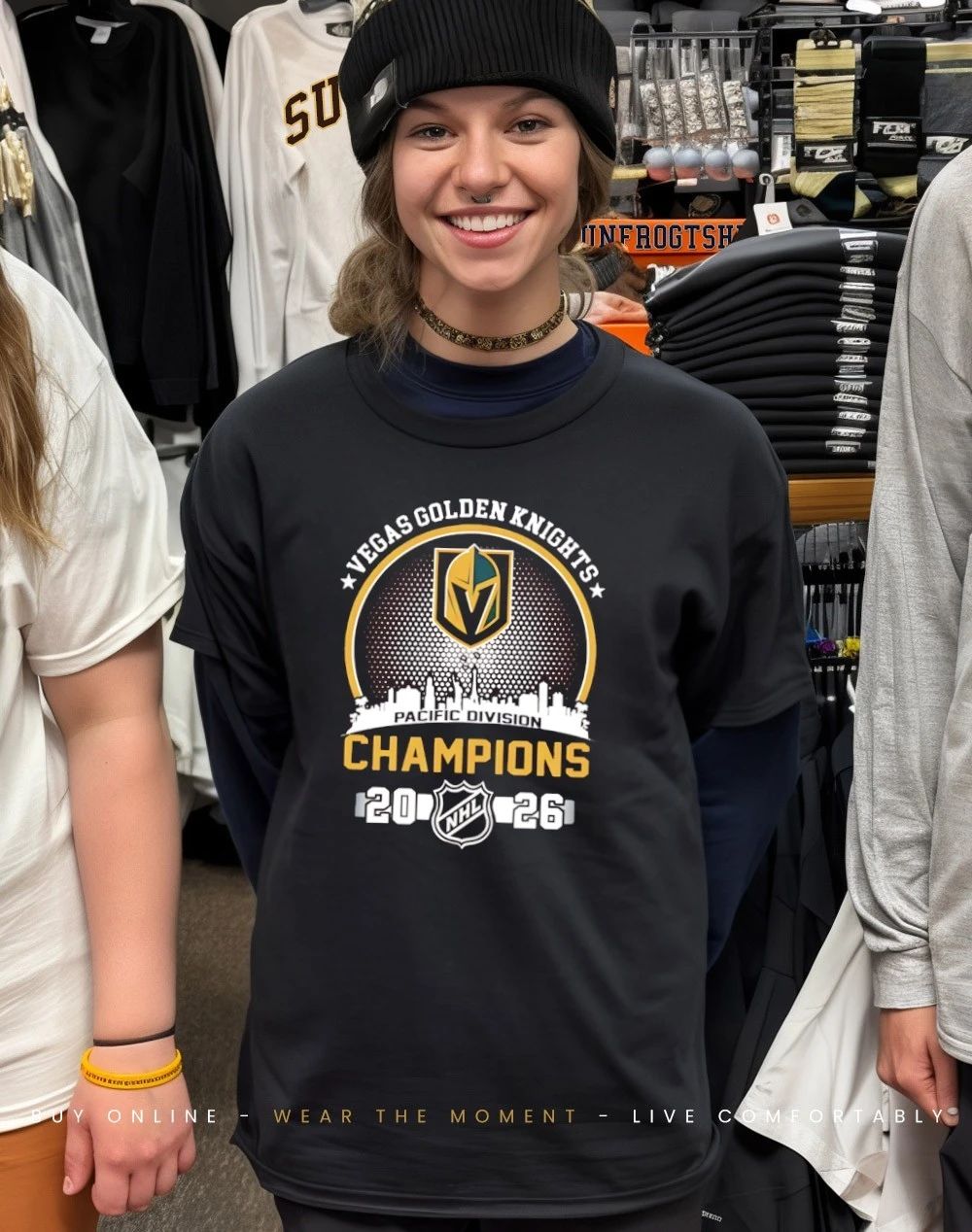Vegas Golden Knights 2026 Pacific Division Champions city skyline shirt