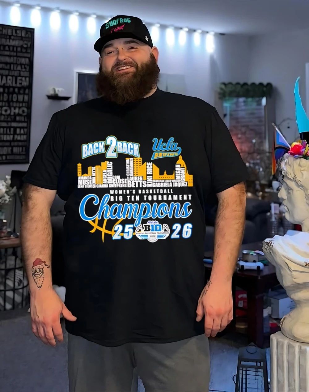 Ucla Bruins 2025-26 Big Ten Tournament Champions back 2 back skyline shirt