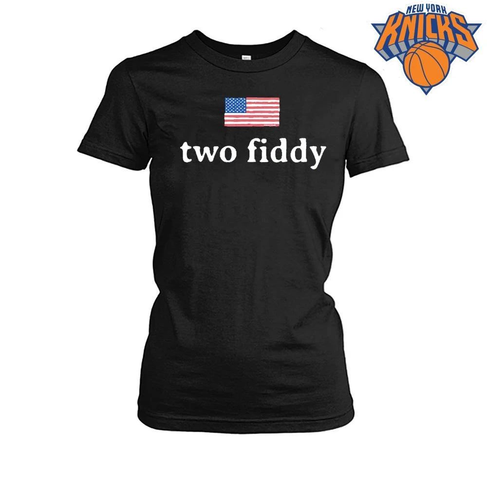 Two Fiddy US Flag Distressed Text Patriotic Shirt