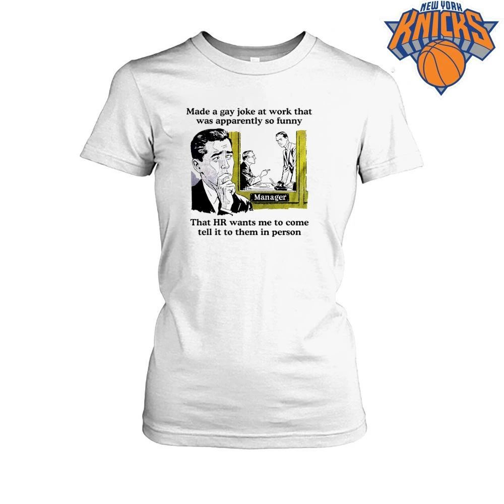 Made A Gay Joke At Work HR Funny Workplace Quote Retro Comic Style Unisex Cotton T Shirt