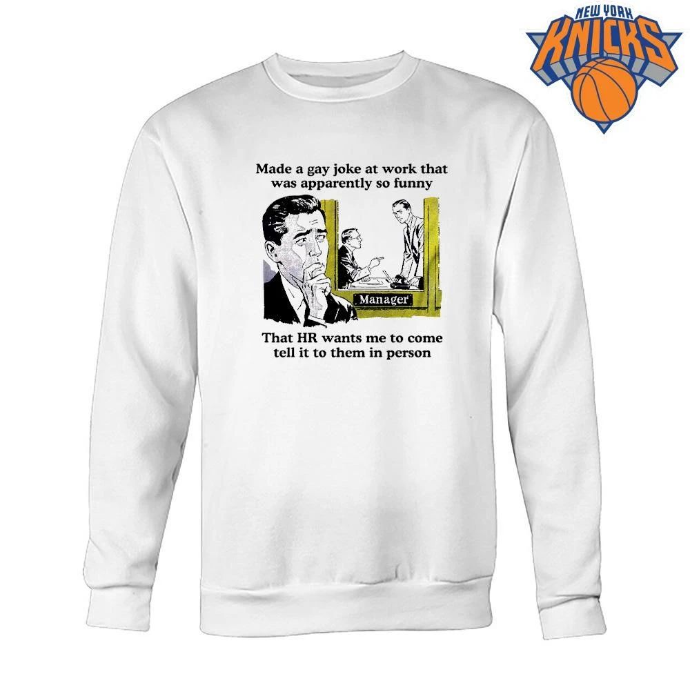 Made A Gay Joke At Work HR Funny Workplace Quote Retro Comic Style Unisex Cotton T Shirt