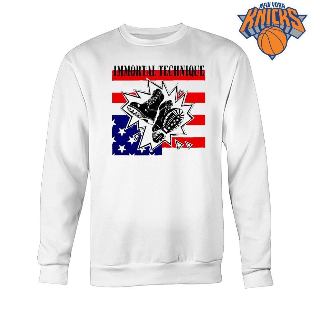 Immortal Technique Combat Boots American Flag Underground Hip Hop Rap Music Graphic shirt