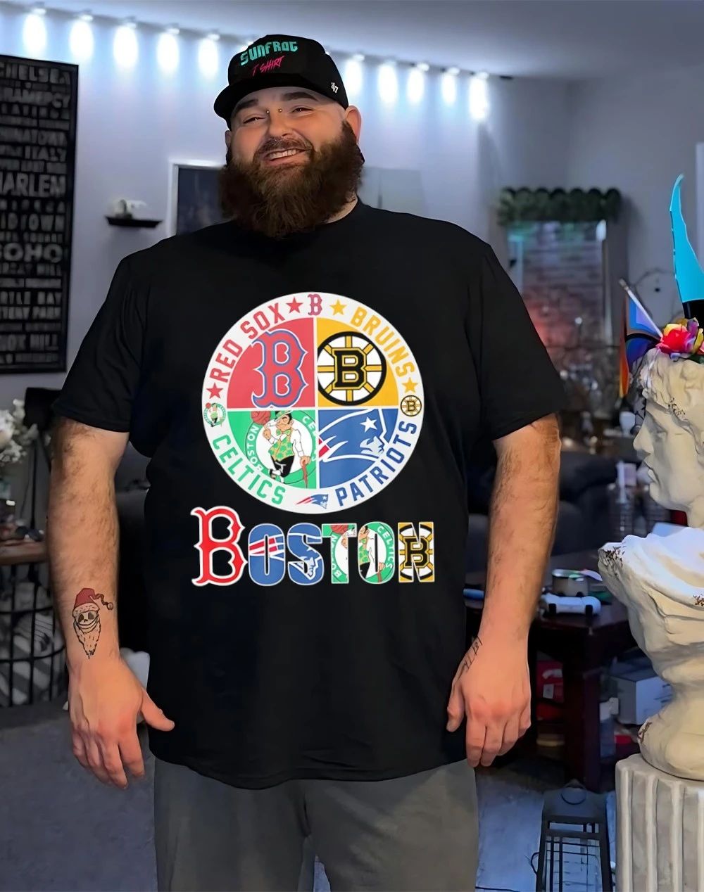 Boston Sports Teams Celtics Patriots Bruins and Red Sox logo shirt