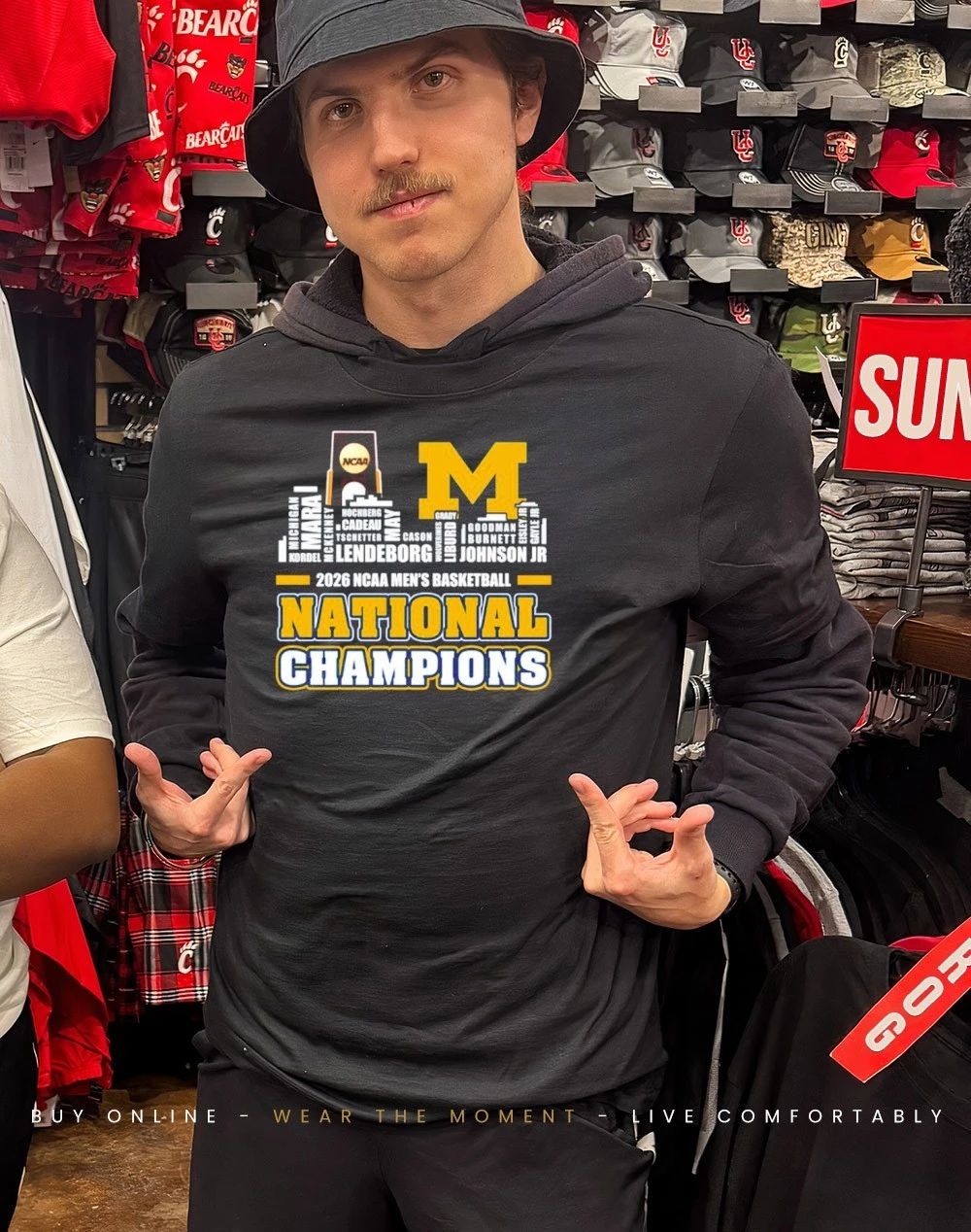 Michigan Wolverines 2026 NCAA Men’s Basketball National Champions player name city skyline shirt