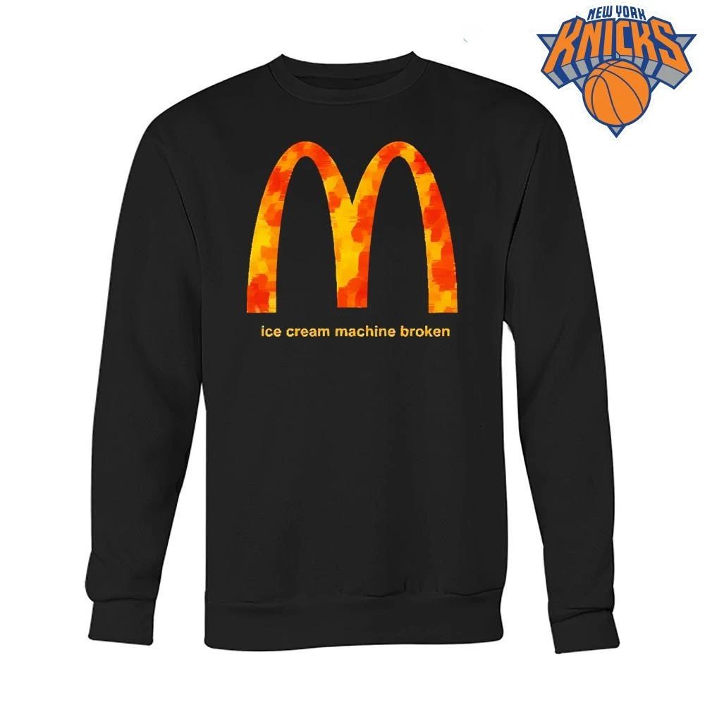 McDonalds Fire Ice Cream Machine Broken Meme Parody Distressed Graphic shirt