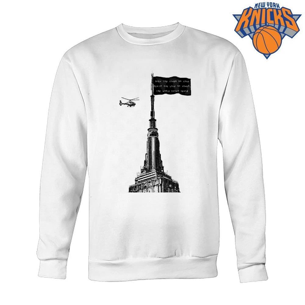 When The Power Of Love Beats The Love Of Power Empire State Building Flag Helicopter Shirt