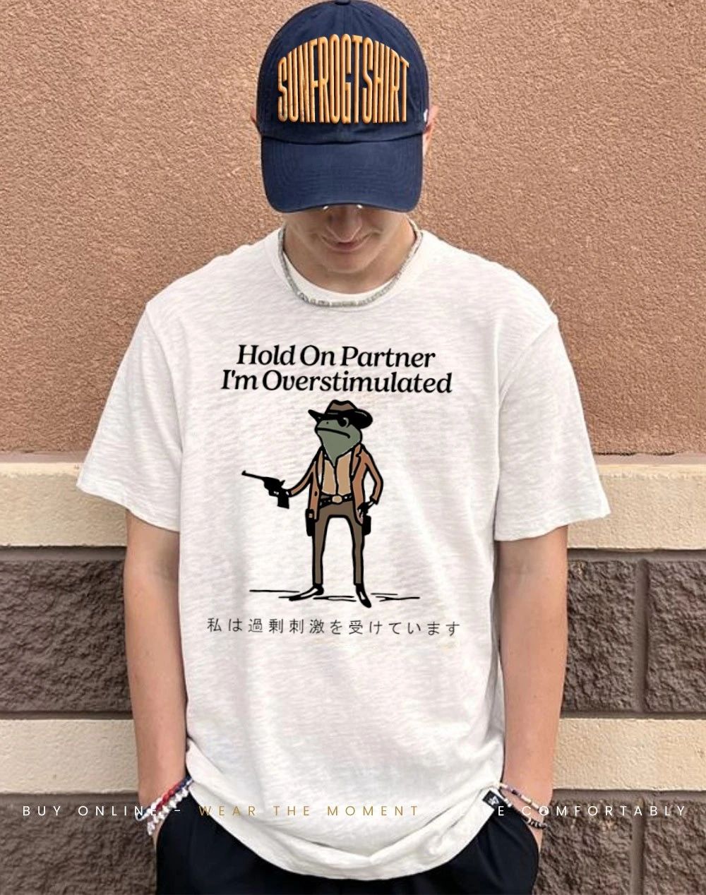 Frog cowboy hold on partner I’m overstimulated shirt