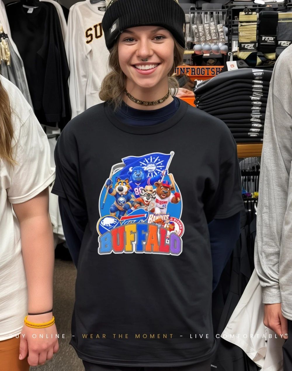 Buffalo sports mascot squad flag shirt