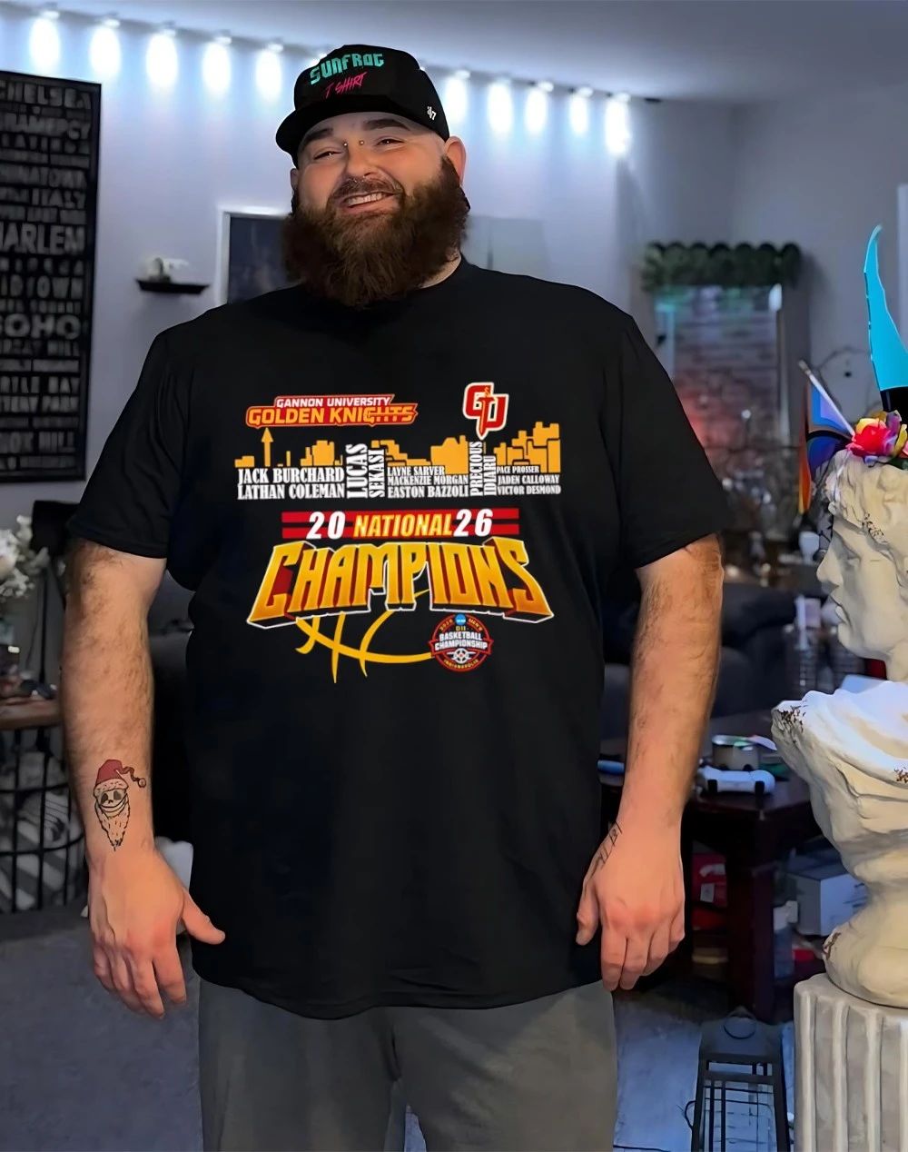 Gannon Golden Knights 2026 National Champions player name city skyline shirt