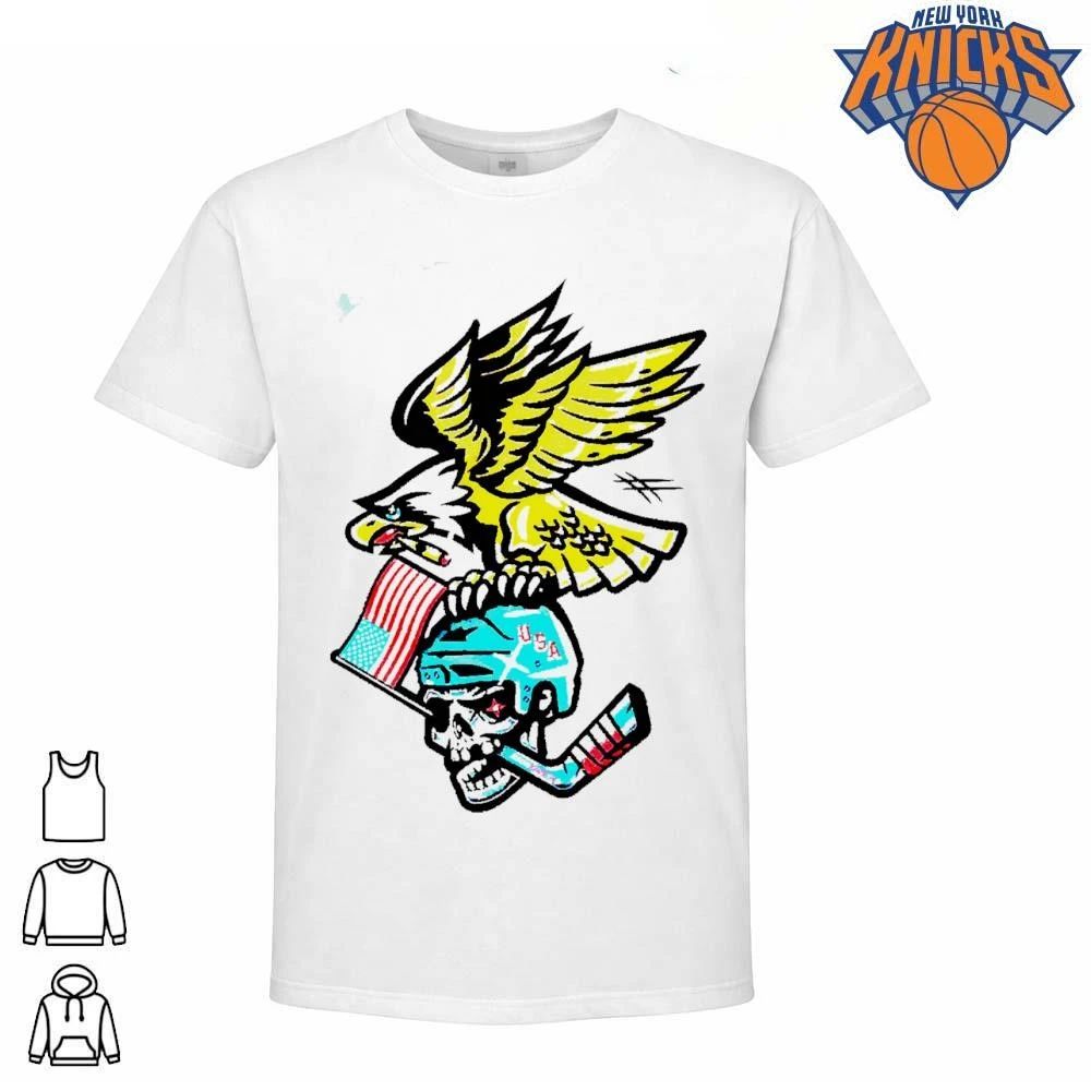 American Eagle Cigar Smoking US Hockey Helmet Skull Tattoo Style T Shirt