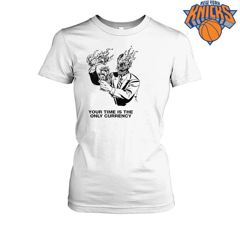 Your Time Is The Only Currency Skeleton Business Man Burning Money Vintage Line Art Shirt