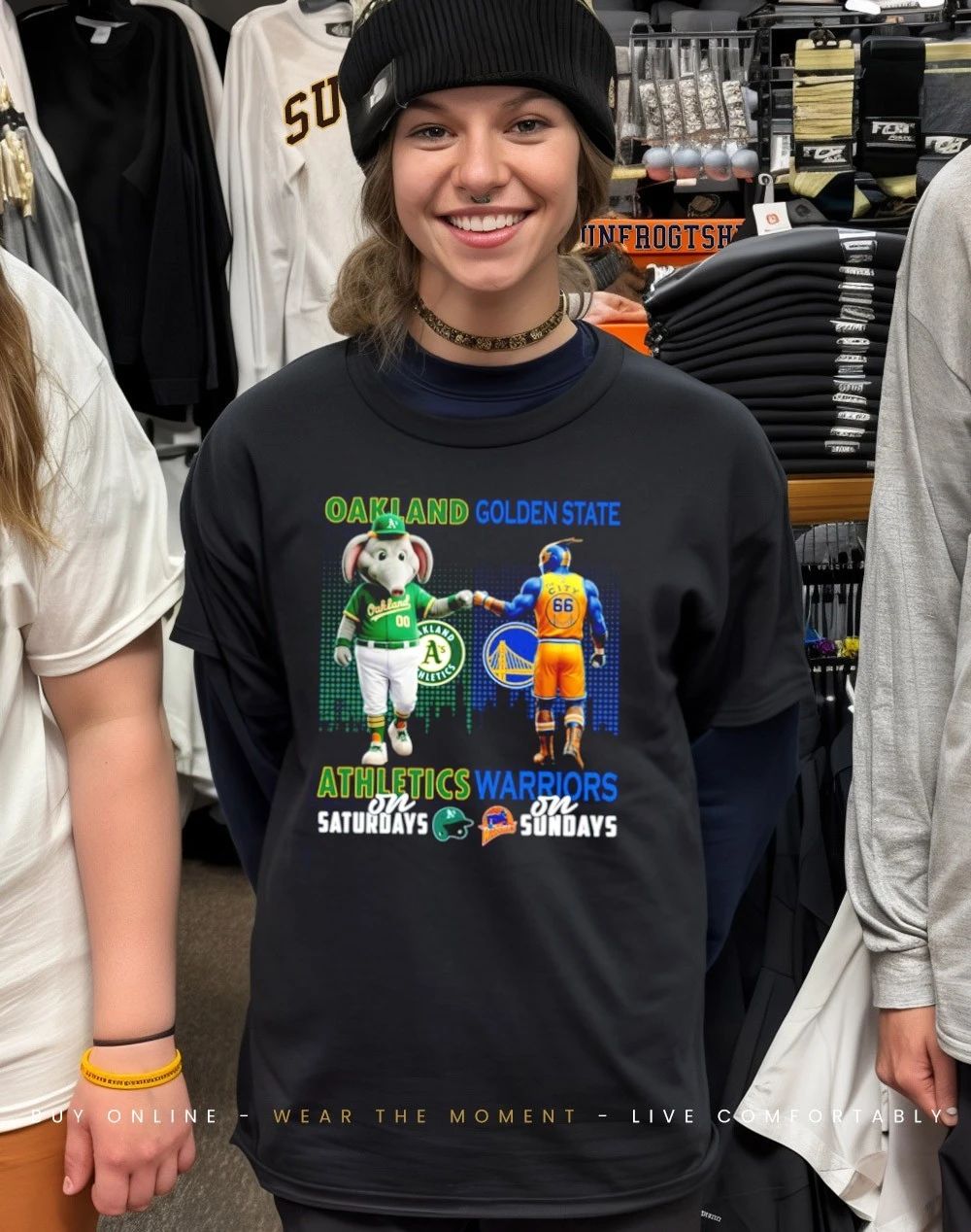 Athletics on saturdays vs Golden State Warriors on sundays city skyline shirt