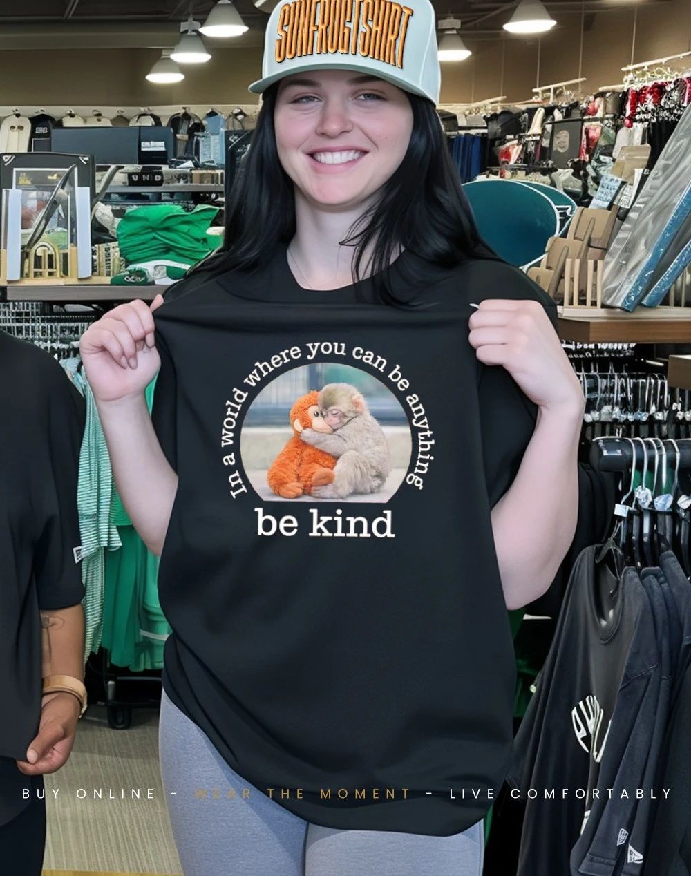 Baby Punch Monkey in a world where you can be anything be kind shirt