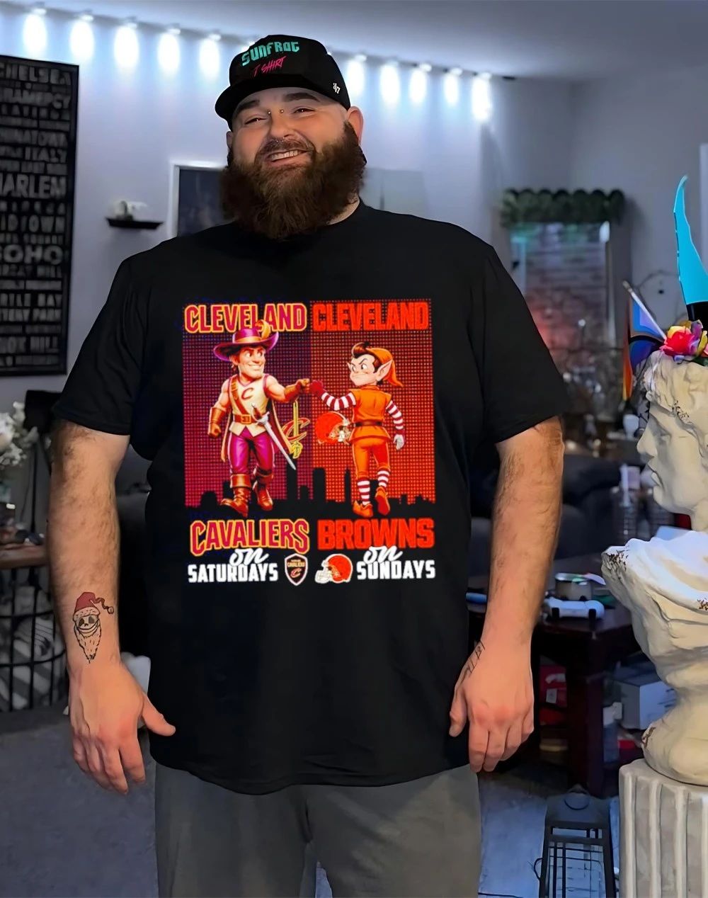 Cleveland Cavaliers on saturdays vs Cleveland Browns on sundays city skyline shirt