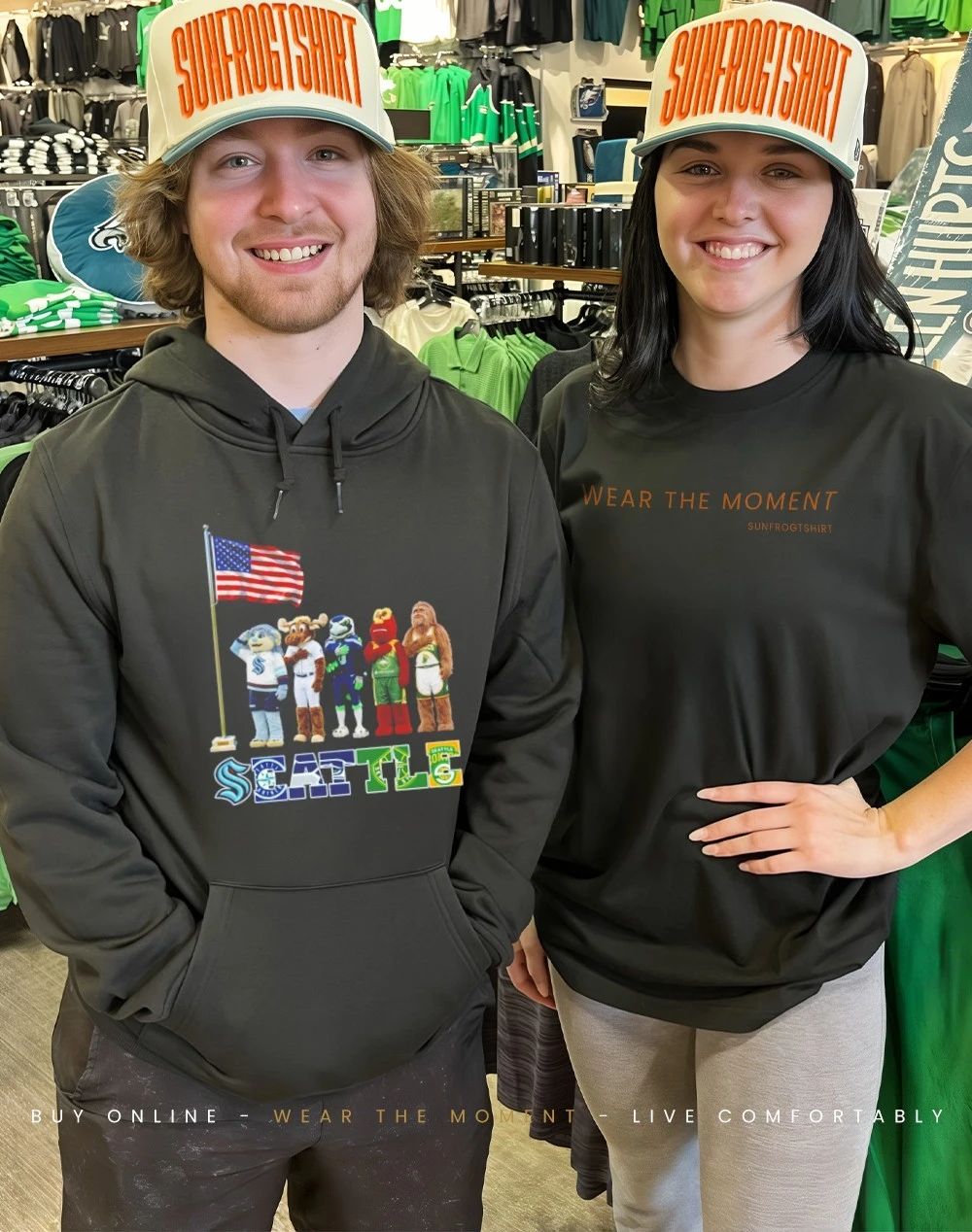 Seattle sports mascot salute the flag shirt