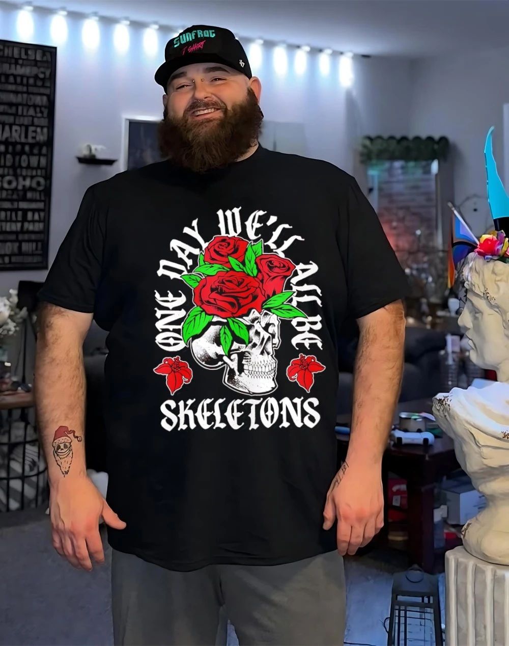 One day we’ll all be skeletons skull rose vase shirt