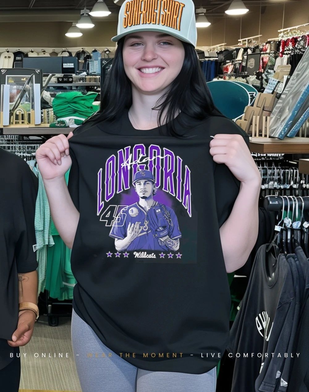 Adan Longoria 45 Kansas State Wildcats baseball player caricature shirt