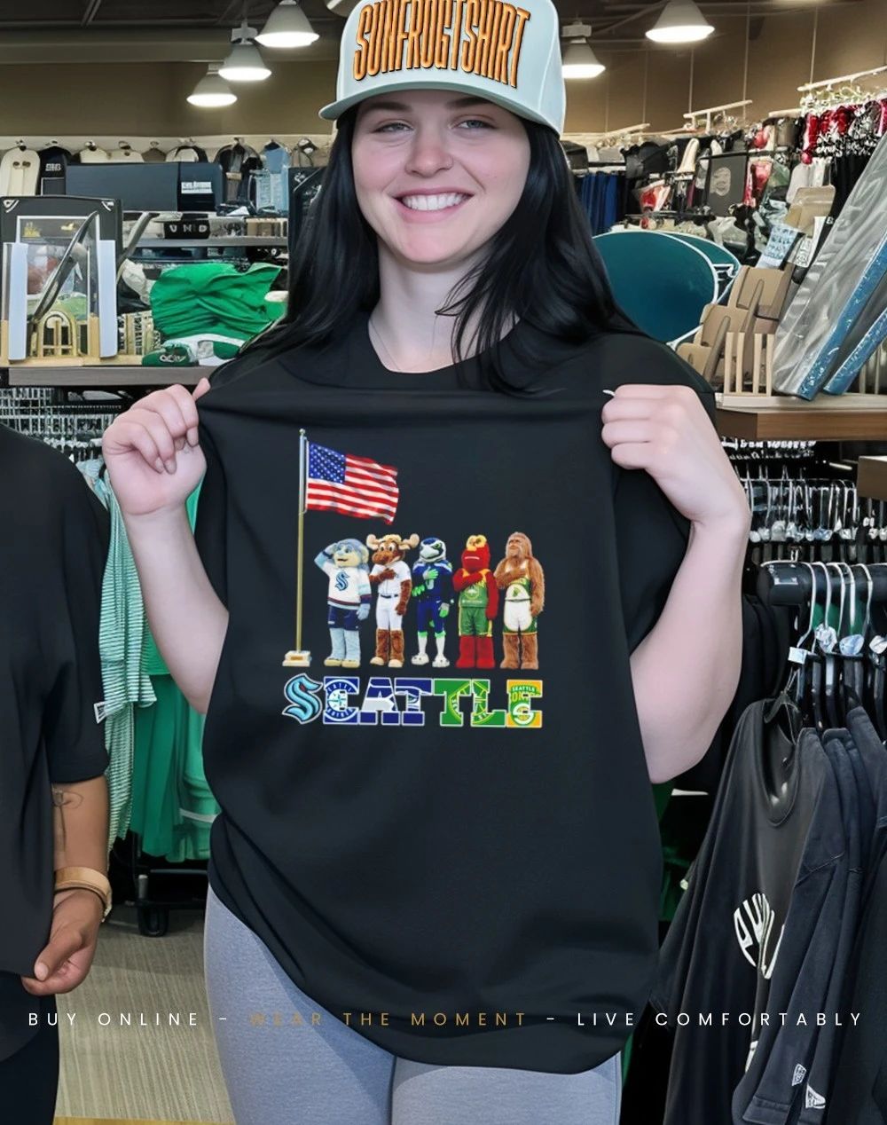 Seattle sports mascot salute the flag shirt