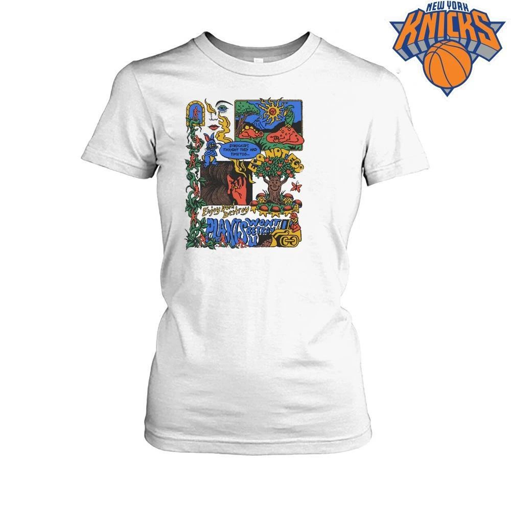Vintage Trippy Eco Not Ego Plants Wont Betray U Dinosaur Hippie Aesthetic Graphic Shirt