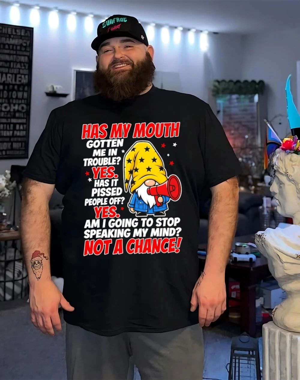 Gnome has my mouth gotten me in trouble speaking my mind not a chance shirt