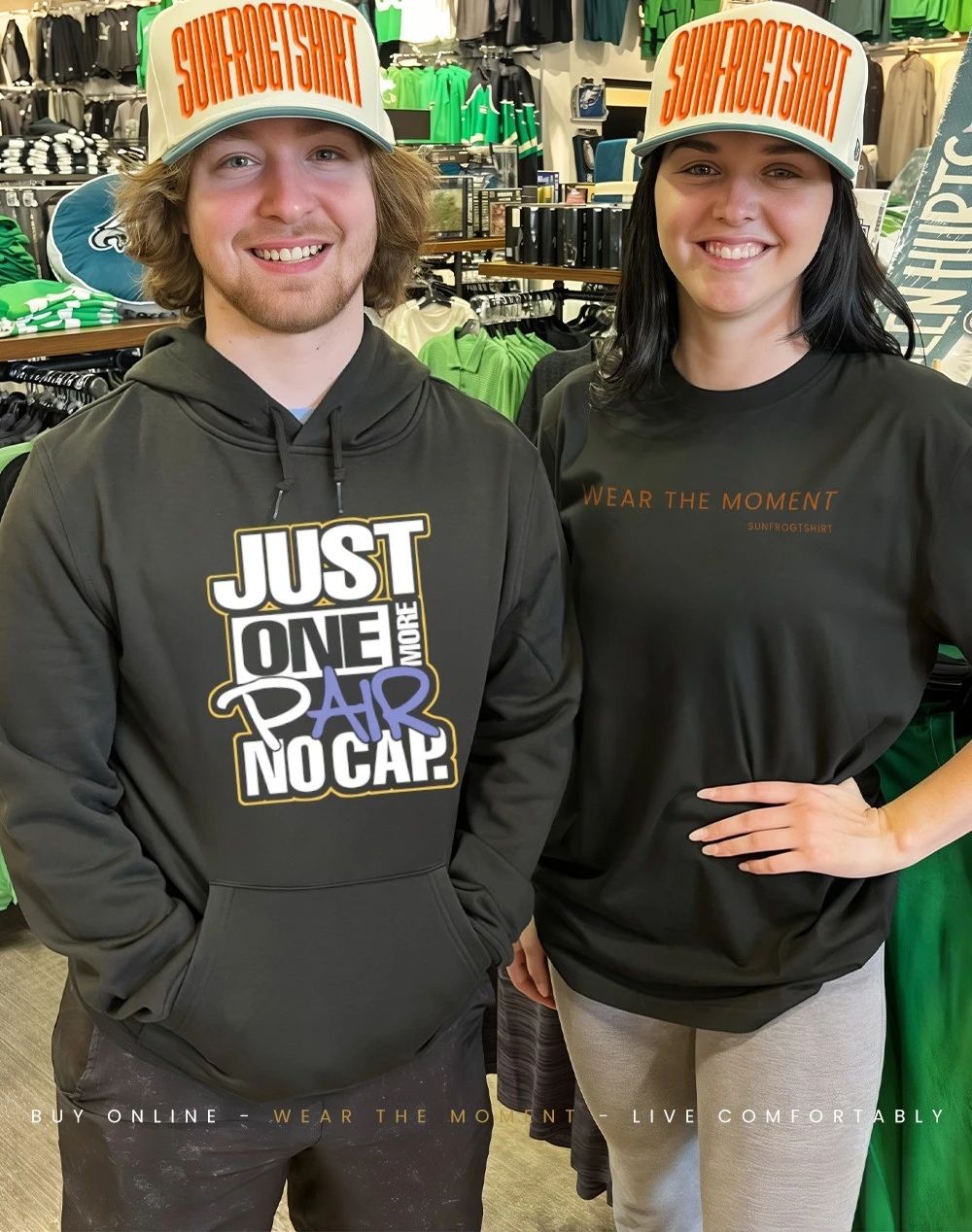 Just one more pair no cap shirt