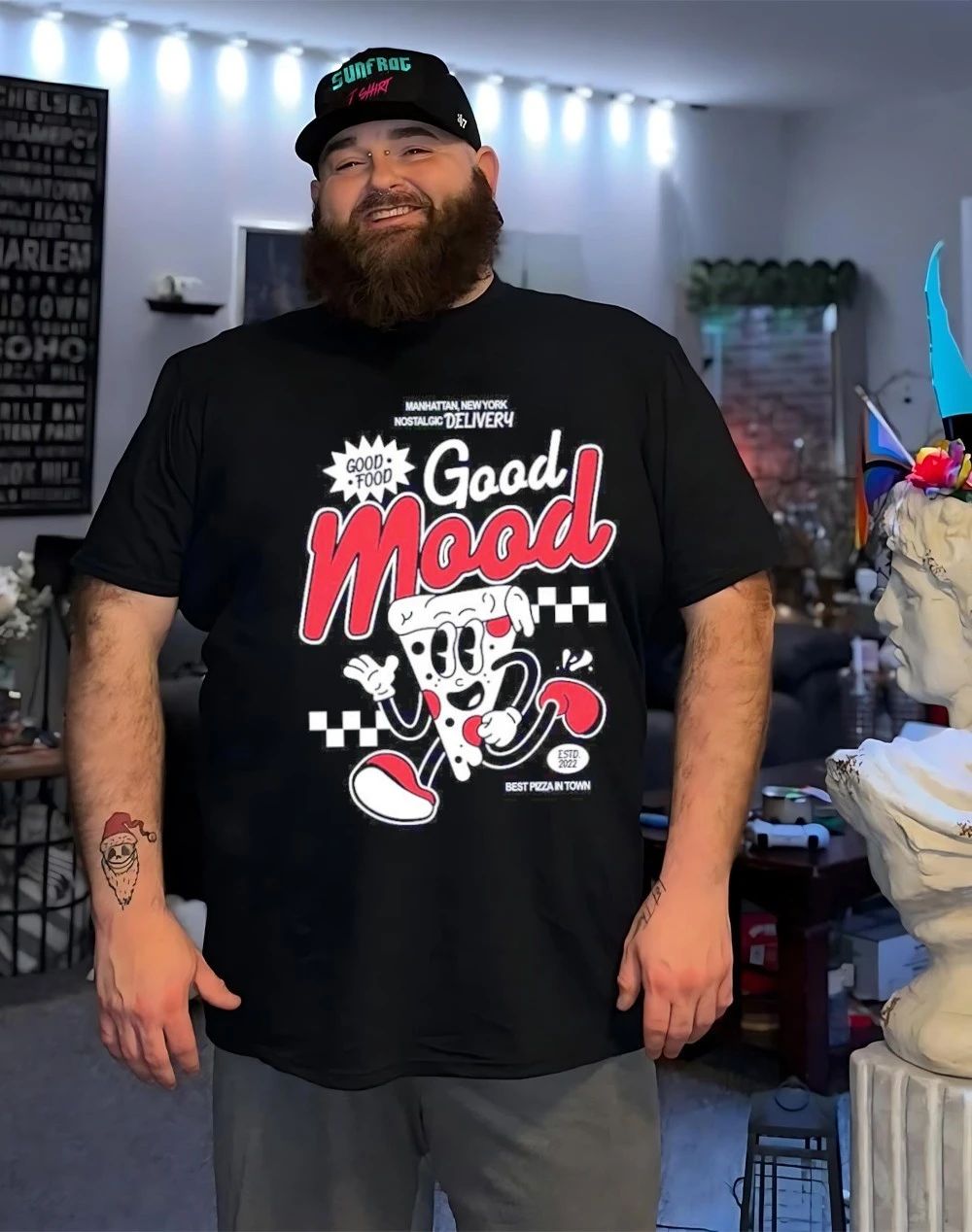Pizza good food good mood open daily est 2022 shirt