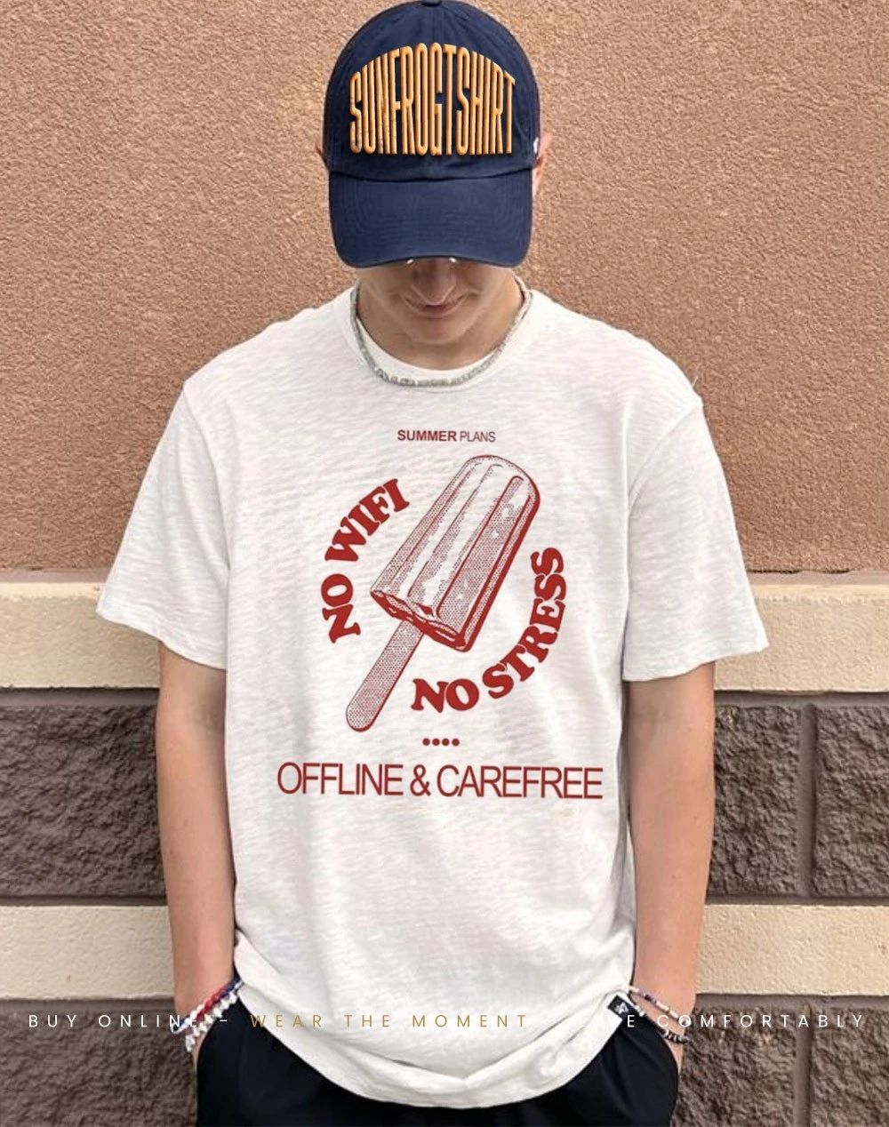 Ice cream summer plans no wifi no stress offline and carefree shirt