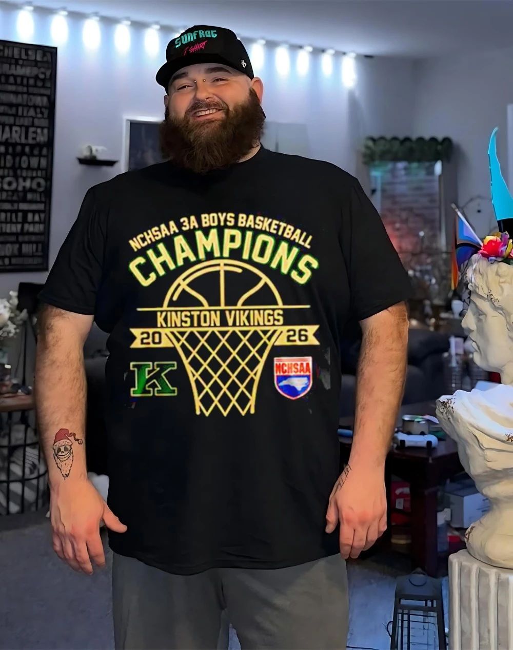 Kinston Vikings NCHSAA 3A Boys Basketball Champions 2026 logo shirt