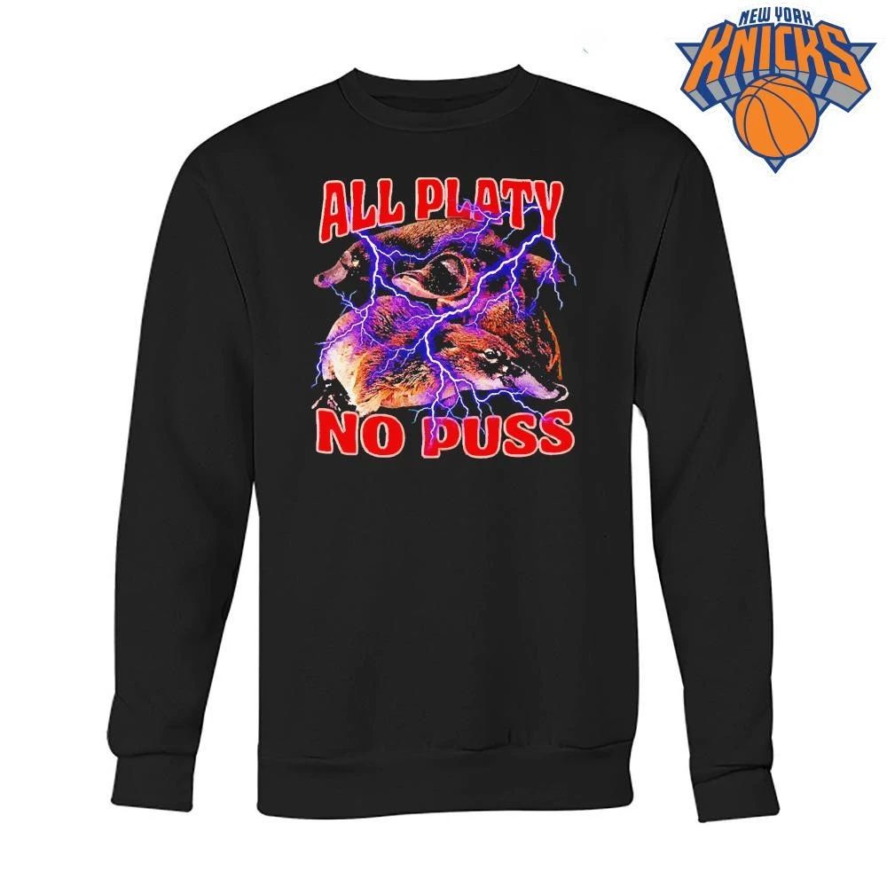 All Platy No Puss Funny Platypus Lightning Bolt 90s Bootleg Retro Shirt