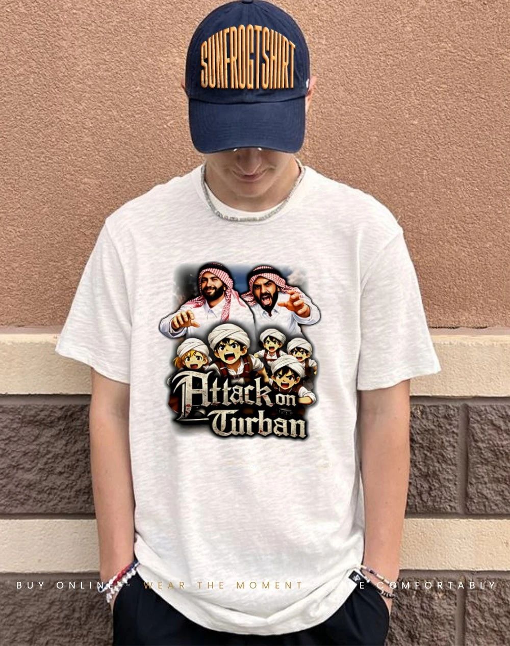 Attack on turban graphic shirt
