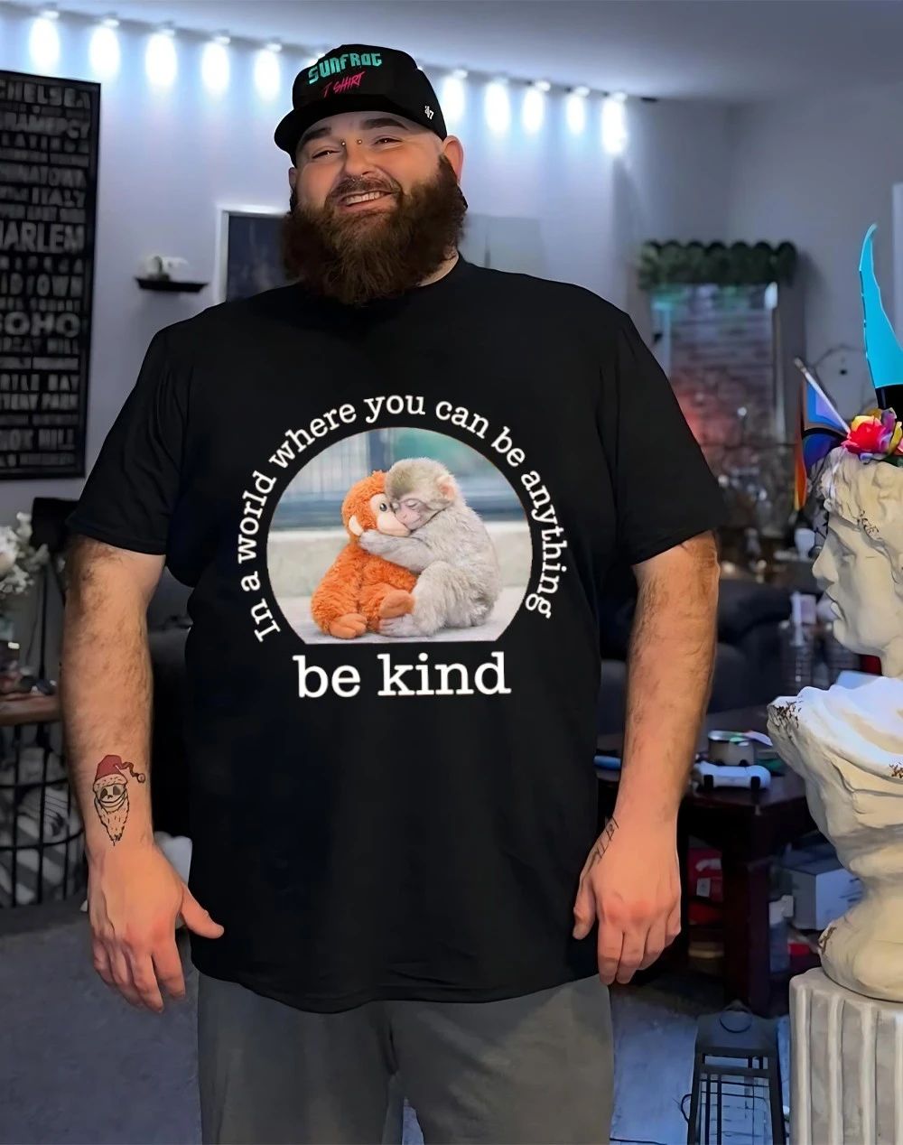 Baby Punch Monkey in a world where you can be anything be kind shirt